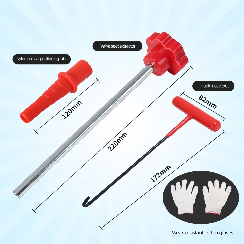 Tire Valve Tool Kit Plastic Metal Construction T Handle Anti Slip Grip