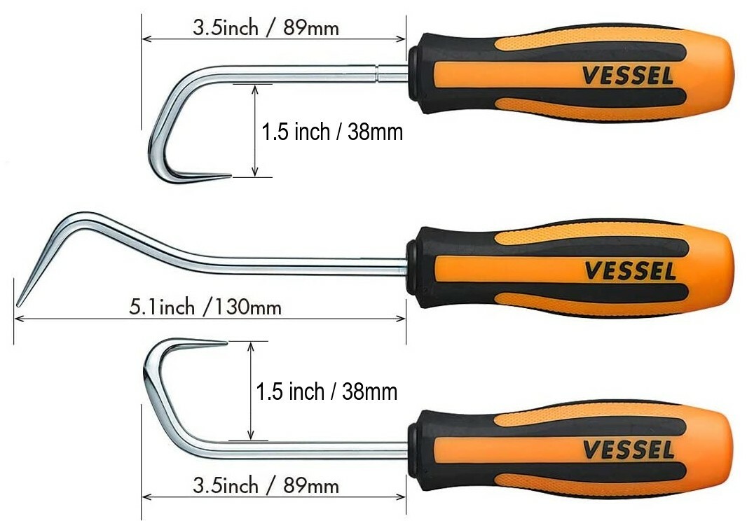Vessel Automotive Hook Hose Remover 3pc Set Comfort Non-Slip Grip JAPAN 970HR3PB