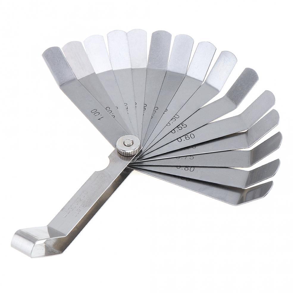 Stainless Steel Gap Metric Filler Feeler Gauge 16pcs Blades Curved 0.05-1.0