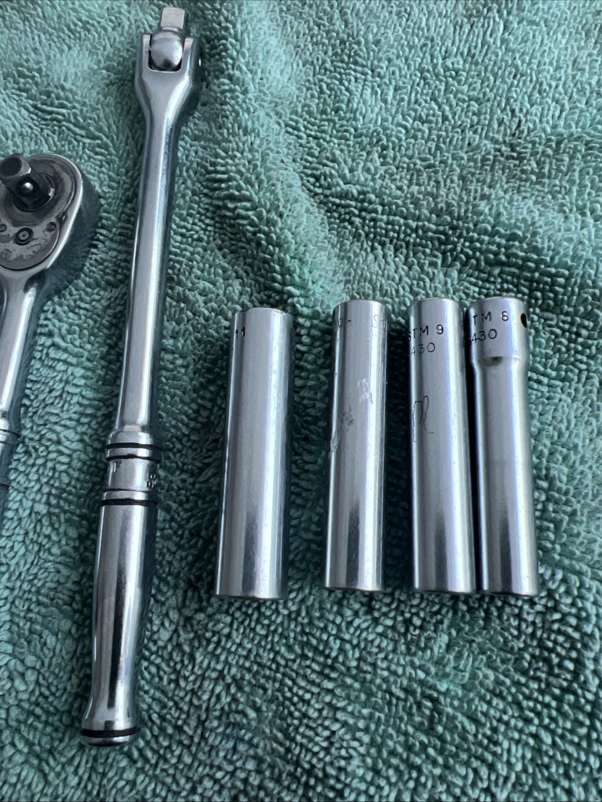 Snap On Tools 9 Pieces 1/4″ Ratchet & Breaker Bar Set USA MADE TM70B TM10F TM5