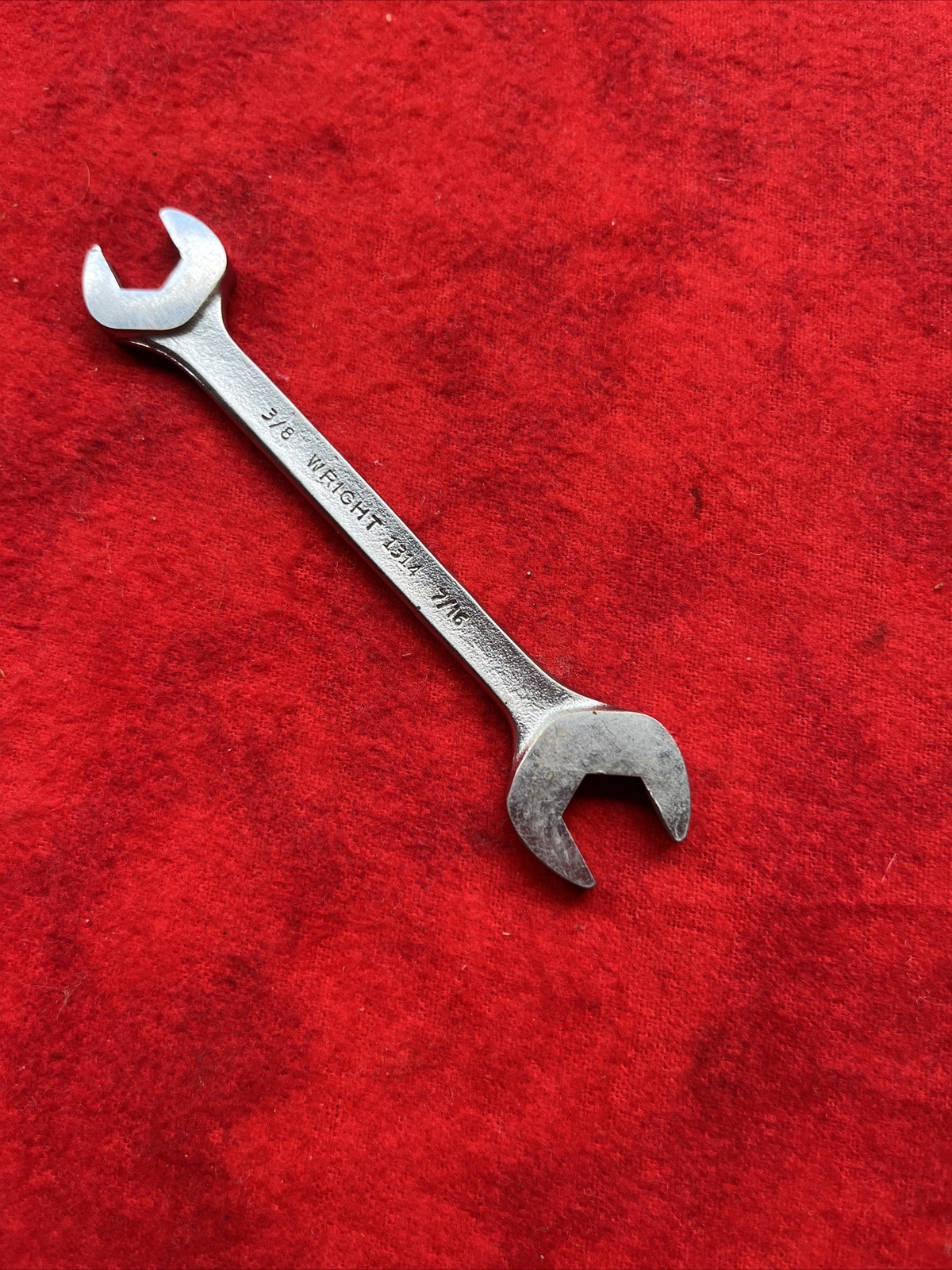 VINTAGE WRIGHT 1314 DOUBLE OPEN-END WRENCH 3/8″ X 7/16″ – USA (t48)