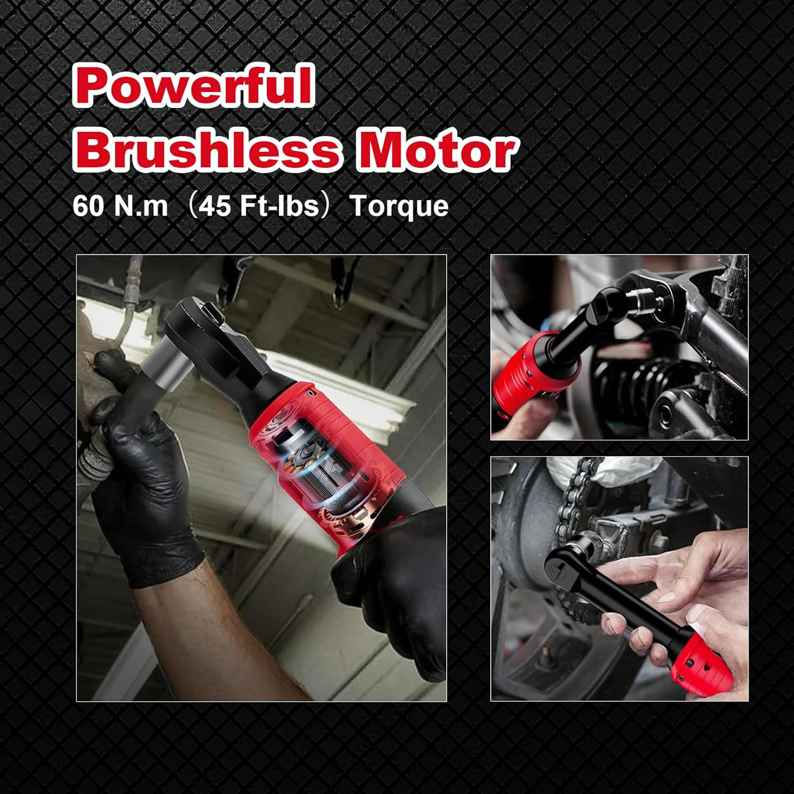 3/8″ Ratchet Wrench Compatible with Milwaukee 18v Battery,Brushless Motor 400rpm