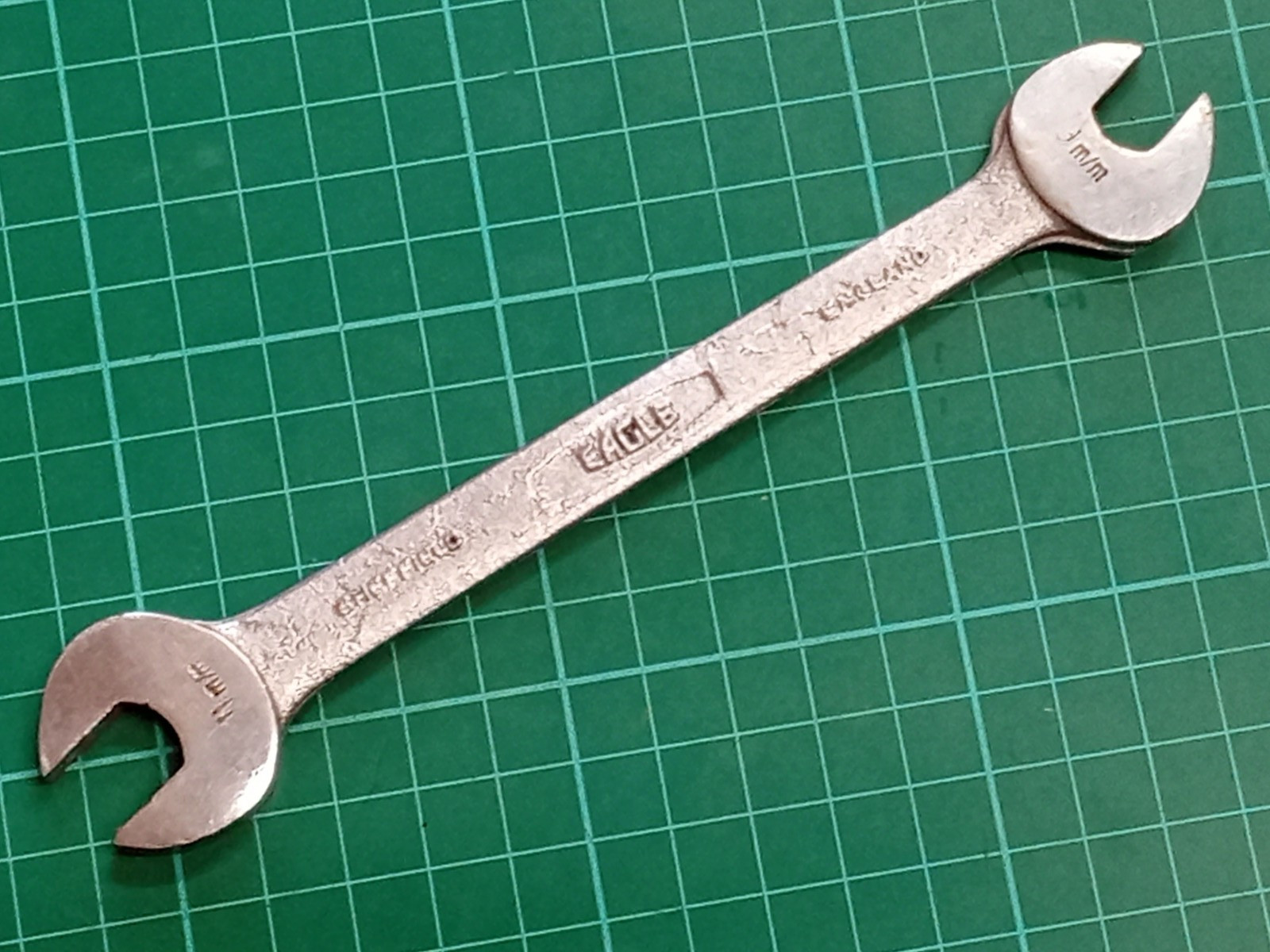Vintage EAGLE, 9mm x 11mm, Chrome Vanadium Open Ended Spanner, Sheffield England