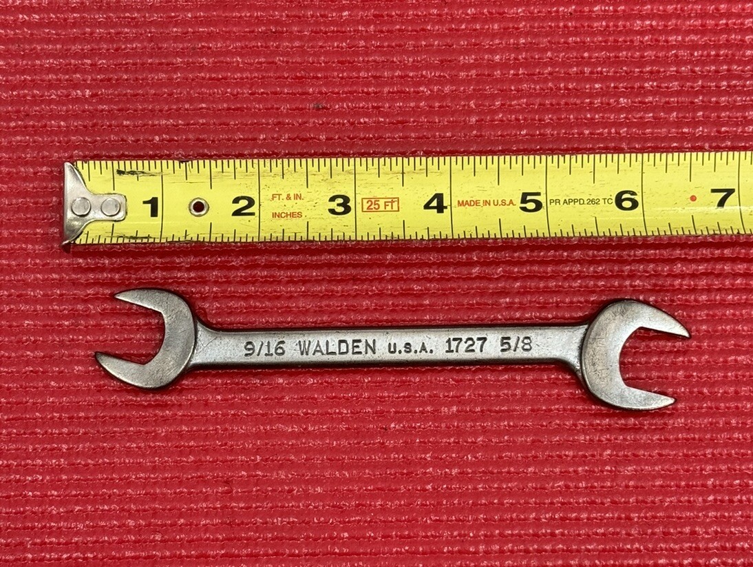 Vintage Rare Walden Tools 1727, 9/16″ x 5/8″ Open End Wrench Made in USA