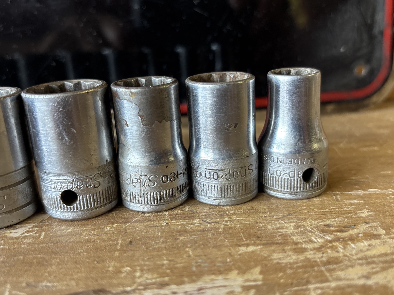 Vintage Set of 11 Snap On 1/2″ Drive 12 Pt. SAE SW Sockets