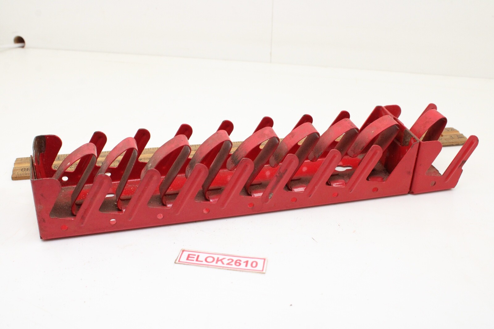 Spanger Model 850 Wrench Rack Only Holds 8 Wrenches Red Metal Wall Mount USA