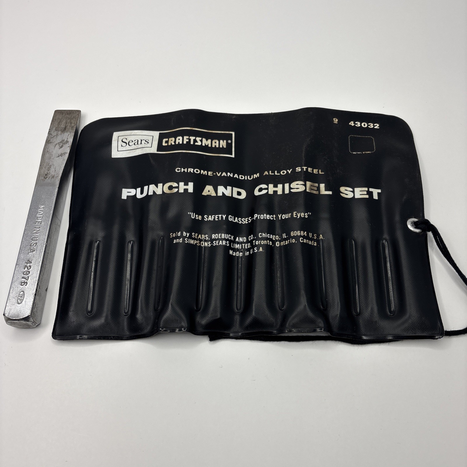 Craftsman 43032 Punch & Chisel Set 10 pc Set WF W/Org Pouch Complete + 42976 USA