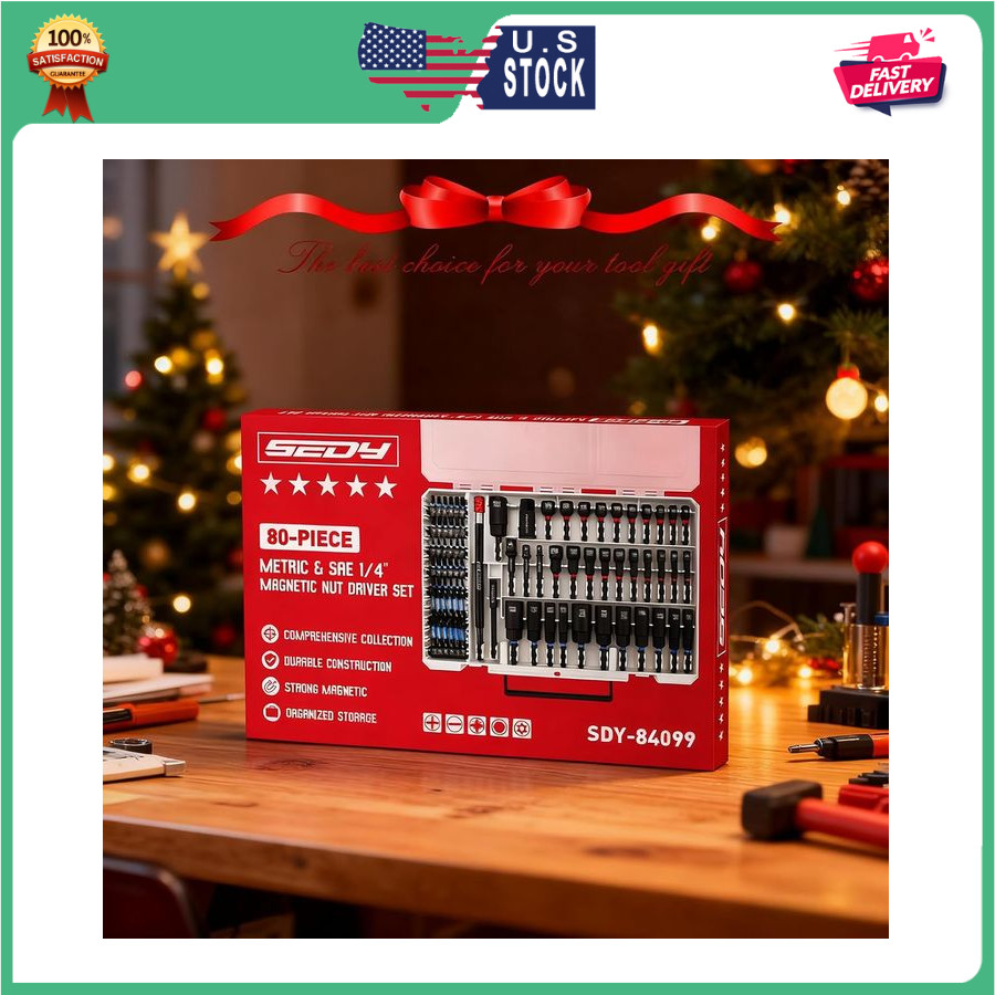80-Piece Magnetic Impact Nut Driver Set Metric SAE Socket Adapters Power Bits