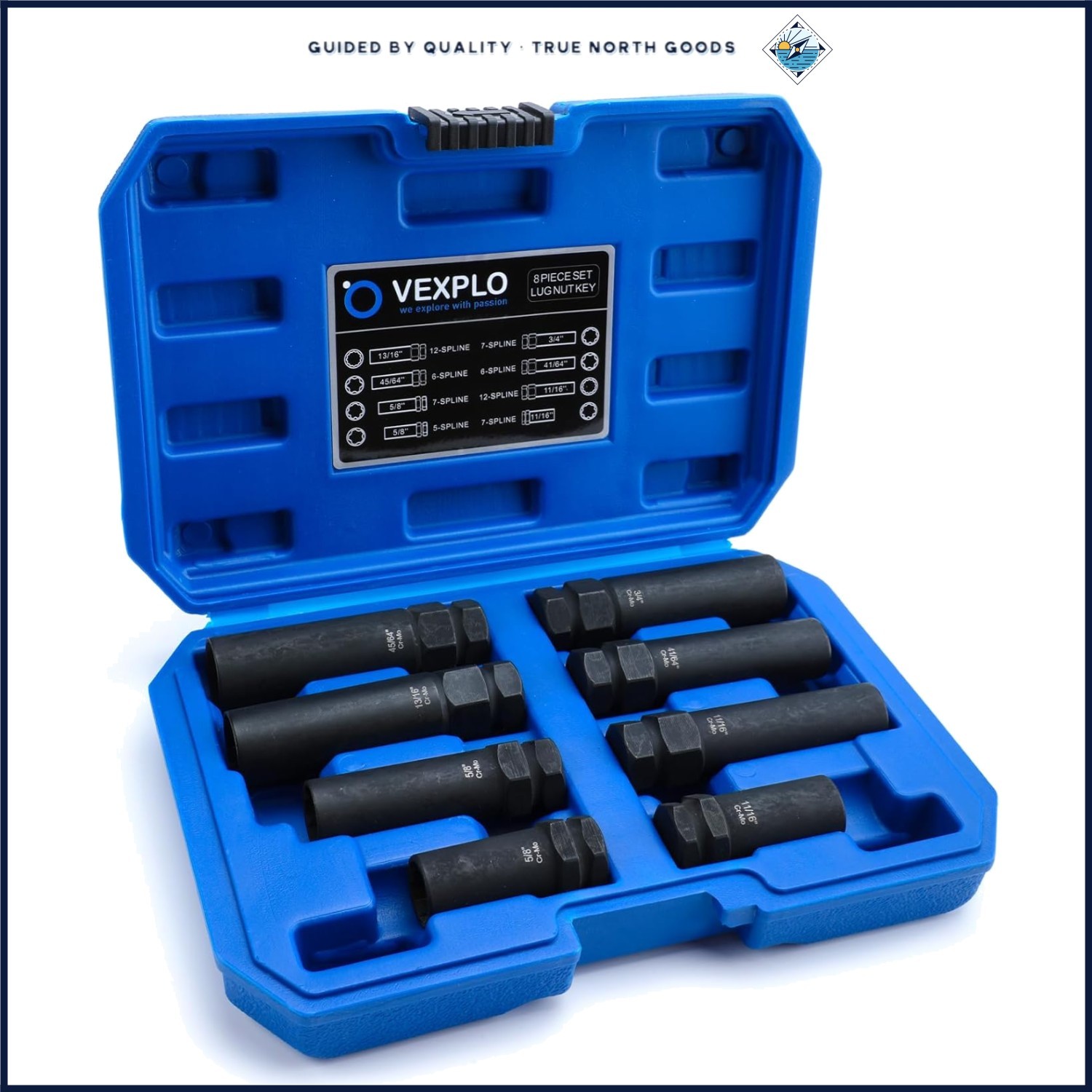 8 Piece Spline Lug Nut Socket Set for Easy Wheel Lock Removal & Compatibility