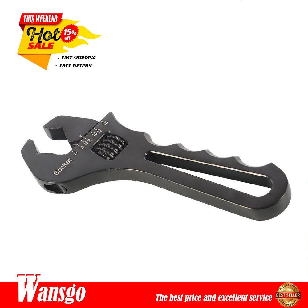 3AN-16AN Adjustable Wrench Aluminum Tool Spanner fit for Hose End Fitting Black