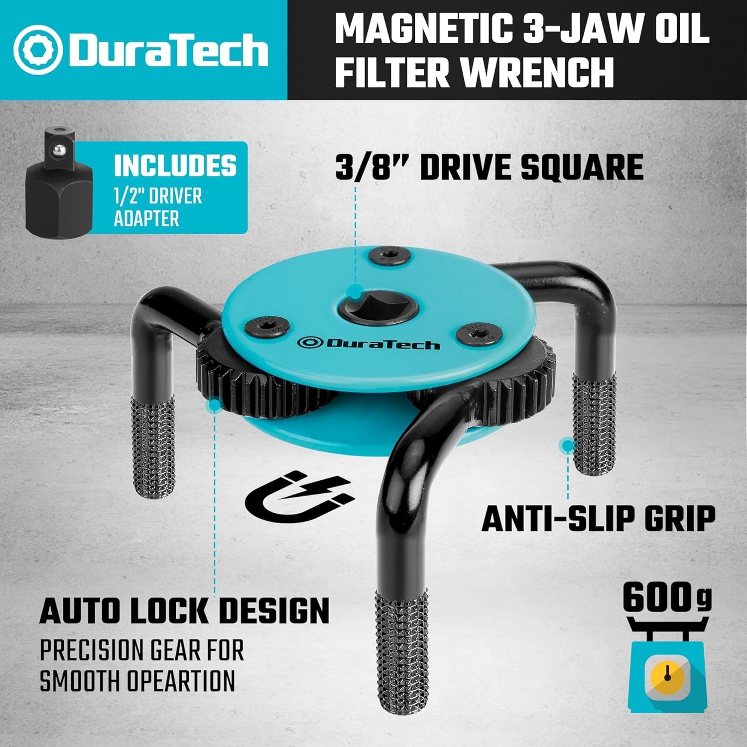 Oil Filter Wrench Adjustable Magnetic 3-Jaw Removal Tool Large