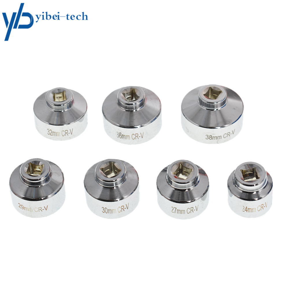 7PCS Oil Filter Socket Set Cup Socket Tool Set Cap Wrench 24 27 29 30 32 36 38mm