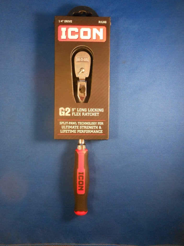 New ICON R1LKG 1/4” Drive Ratchet G2 9” Long Locking Flex Ratchet 70451