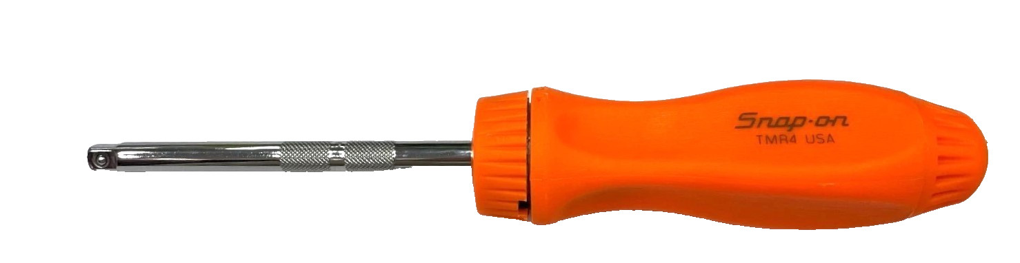 NEW Snap-on 1/4″ Drive Ratcheting Screwdriver ~ TMR4O *ORANGE HARD HANDLE* NIB!