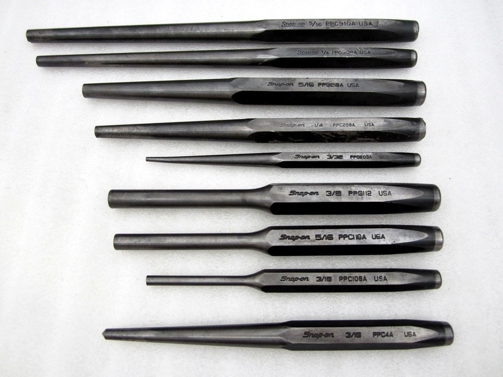 Snap-on 9pc Punch Set Center Pin Tapered PPC USA