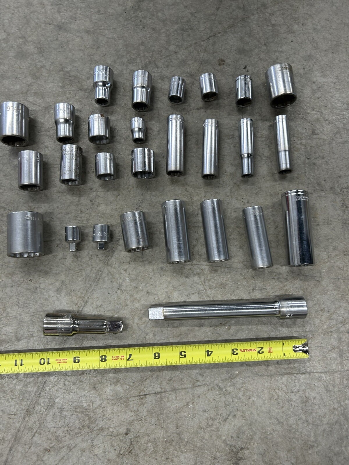 Lot Of Misc Sockets Extensions Master Mechanic Craftsman Thorsen 3/8 And 1/2 Dr