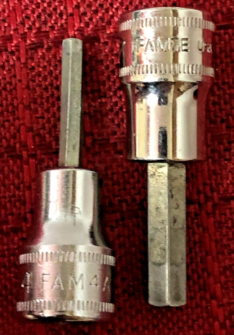 Snap On FAM4A & FAM7E Metric 4&7mm Chrome Hex Bit Socket 3/8″dr 2″L Good 8.5/10