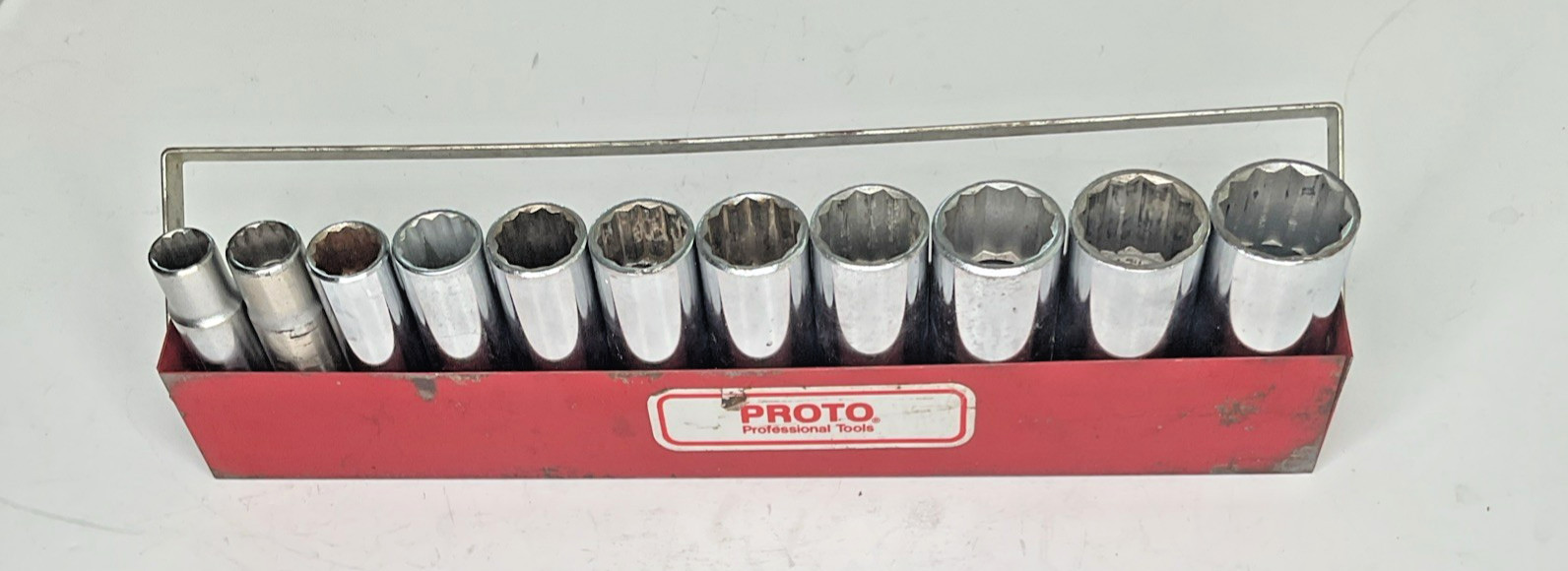Proto 1/2” Drive Deep Socket Set 11 Pieces SAE with Tray USA