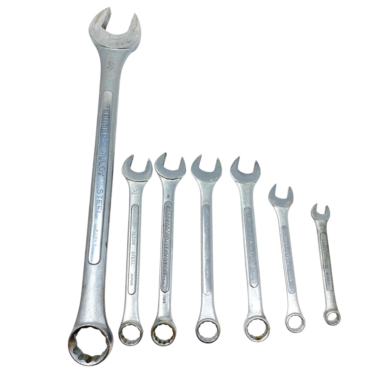 KAL And Mixed Brand Combination Wrench Lot Forged Alloy Steel Mixed SAE 7 Pcs