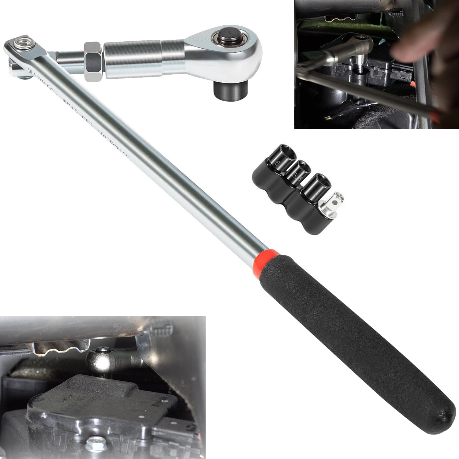 64180 Actuator Motor Wrench Set w/ 5.5/7/8mm Sockets & 1/4″ Square Drive Adapter