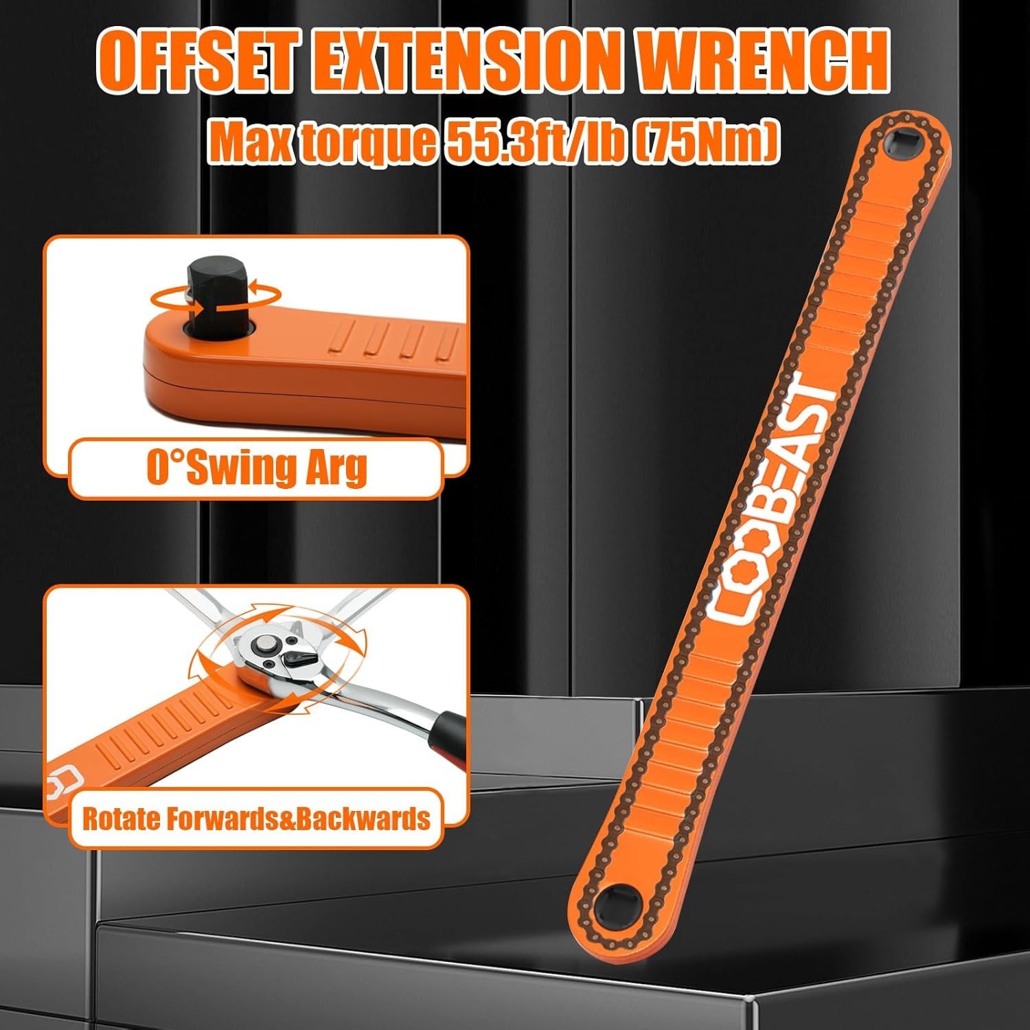 Offset Extension Wrench Impact Ready Socket Kit 1/4 3/8 1/2 Square Drive