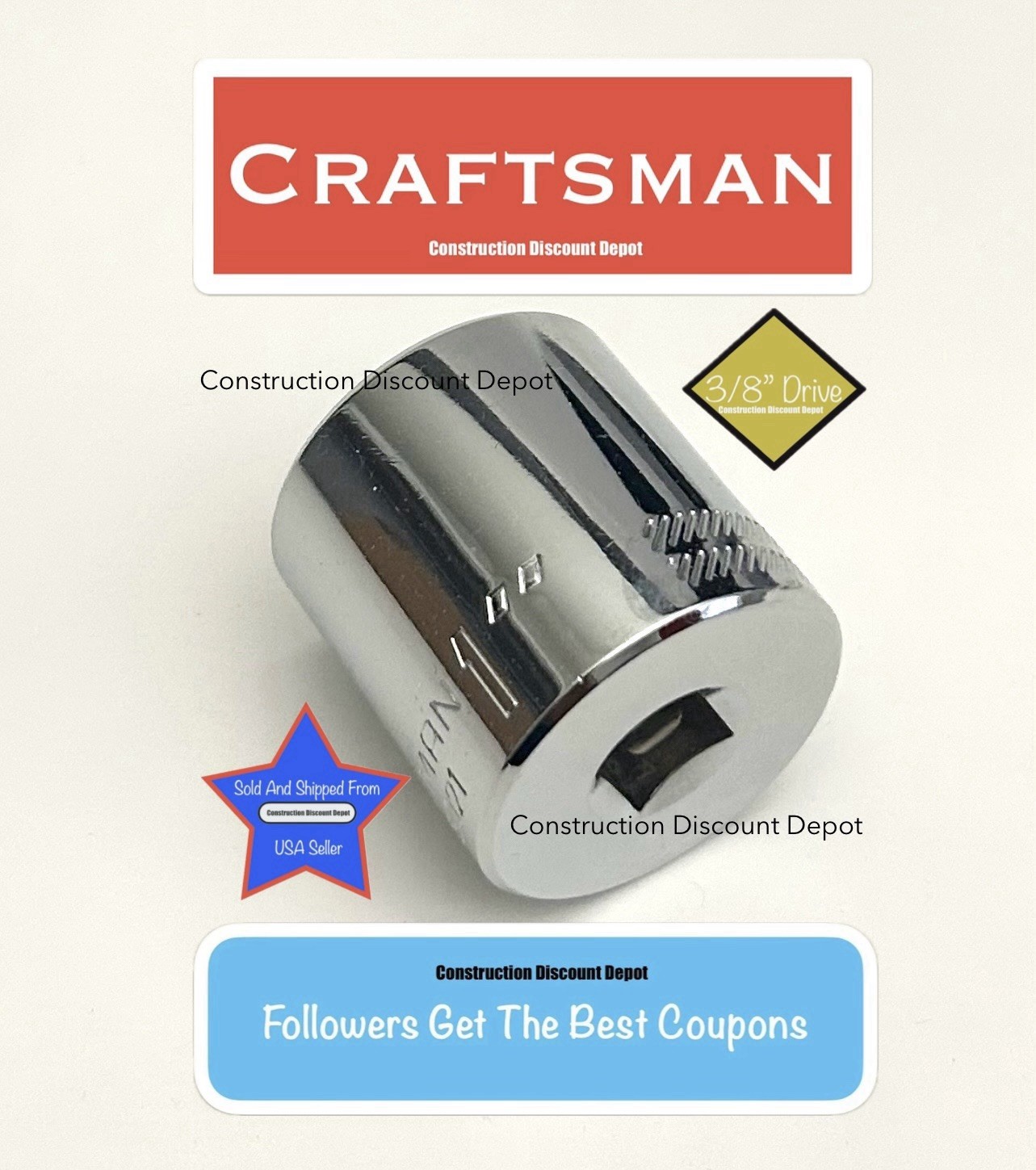 Craftsman Sockets 3/8″ Drive 1″ In. 6 Point SAE Shallow CMMT43021