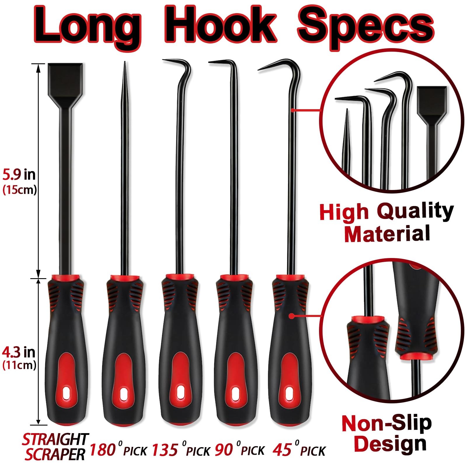 KEZE 15Pcs Carbon Steel Precision Pick & Hook and Red-15 Set