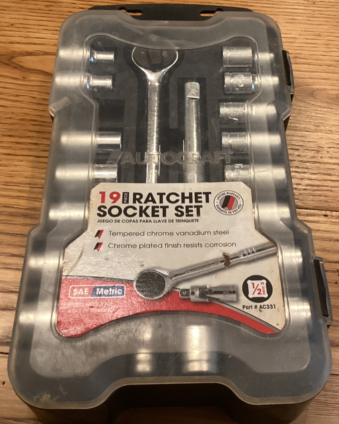 Autocraft Ratchet Socket Set 1/2” Drive SAE Metric 19 Pc Missing 13mm Socket