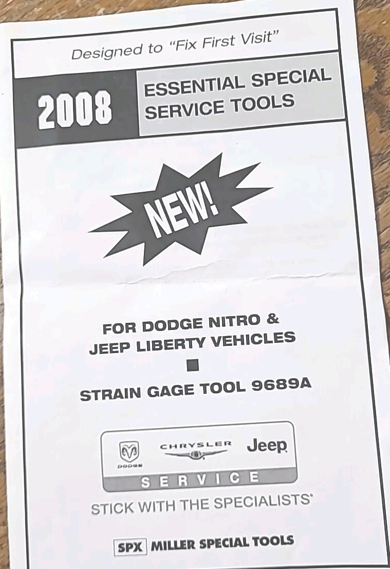 Miller Special Tools 9689A Strain Gauge Alignment Tool Dodge Nitro, Jeep Liberty