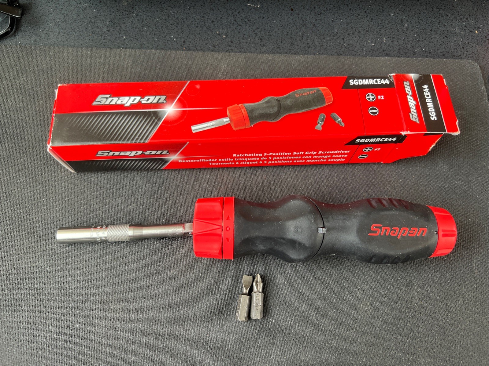 Snap On NEW SGDMRCE44 Red Soft Grip 5 Position Handle Ratchet Screwdriver ❤️