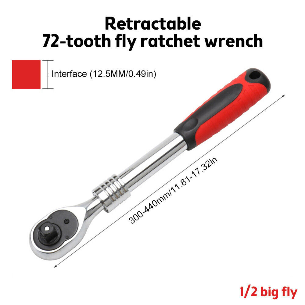 Flexible Ratchet Handle Socket Wrench Swivel Tool Set 1/4″ 3/8″ 1/2″ 72 Tooth