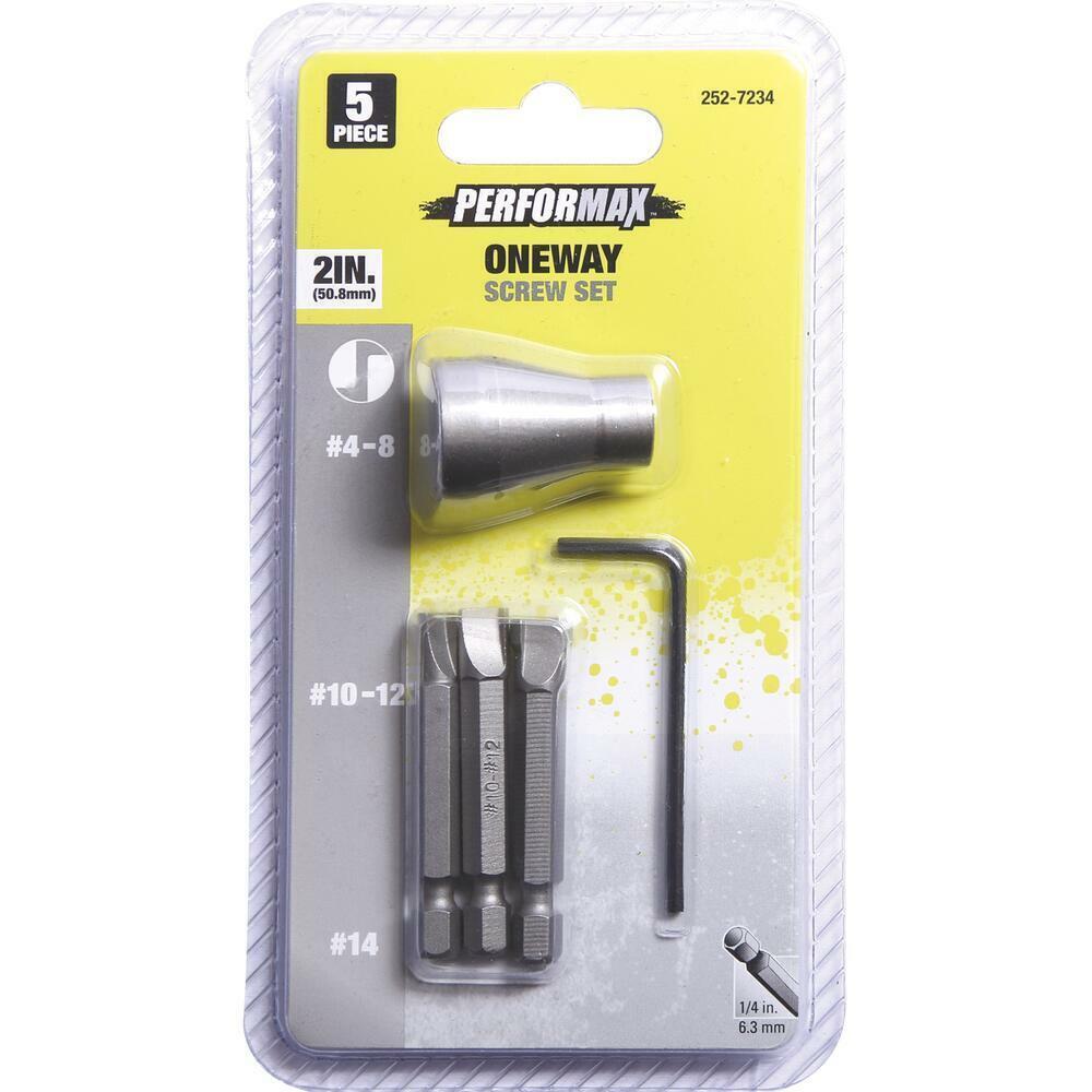 One Way Screw Installer Driver / Remover Extractor 5 Piece Set