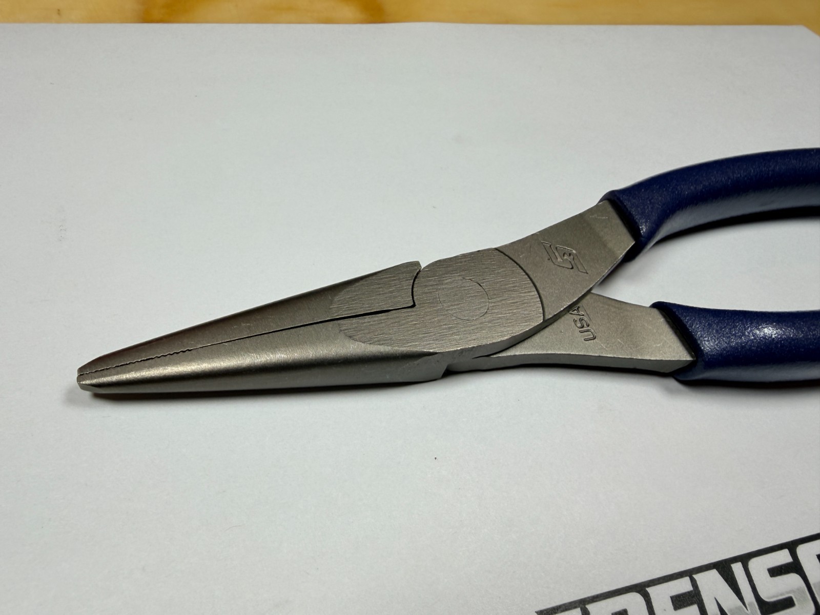 Snap-on Tools USA NEW POWER BLUE 8″ Soft Grip Needle Nose Pliers 96ACFMB