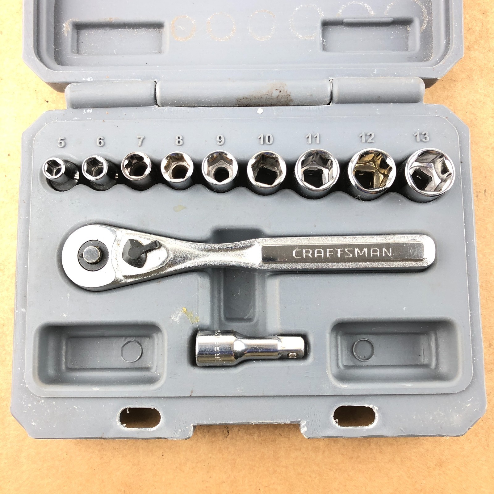 Vintage Craftsman 1/4-IN. Drive 11-Pc. Metric Socket Set 34861 USA 5-13mm 6 Pt.