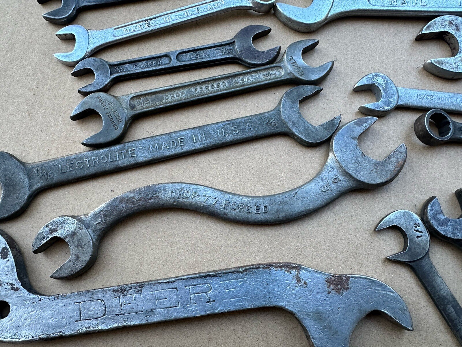 Vtg USA Combo Wrench Mixed Lot SAE Metric 6pt 12pt Deere Shelley Specialty Etc