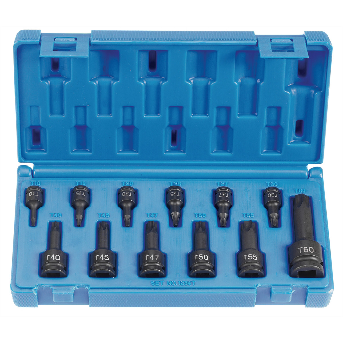 Grey Pneumatic Assorted Drive 12 Piece Int. Star Impact Driver Set 1234T