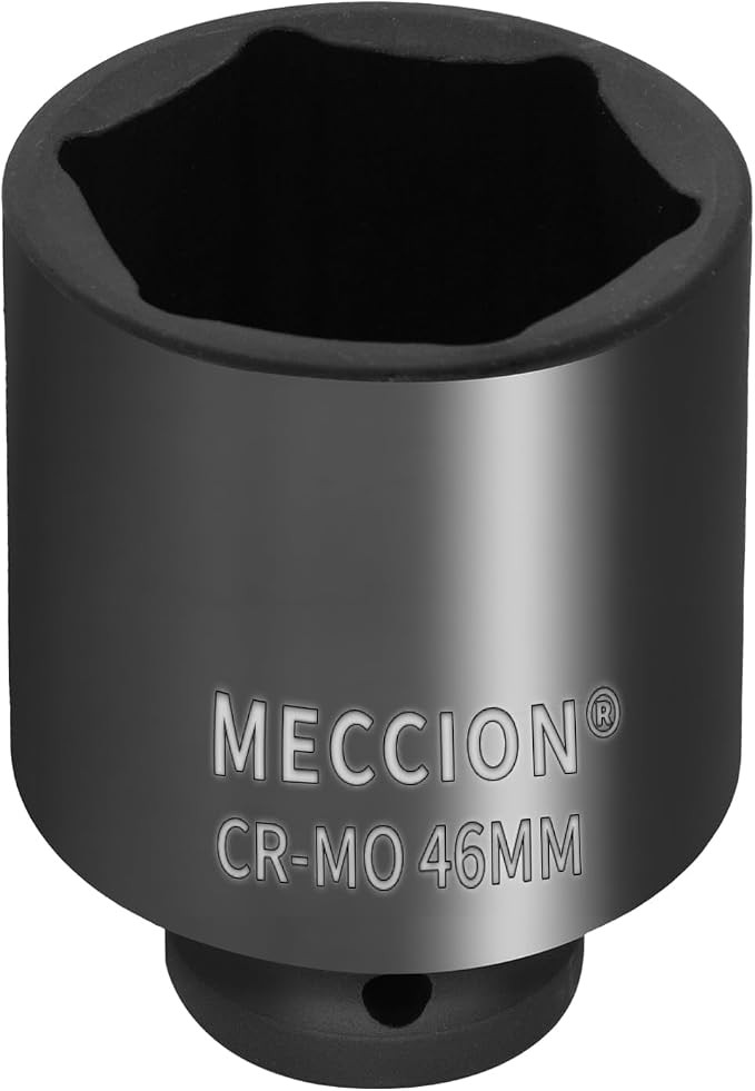 1/2″ Drive x 46 mm Deep 6 PT Impact Socket, CR-MO, 1/2-inch Drive 6 Point Axle