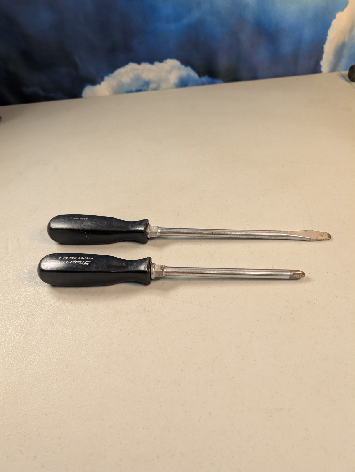 Snap-On SSDP64 #4 Phillips Screwdriver & SSD8 Flat Slotted Black Hard Handle USA