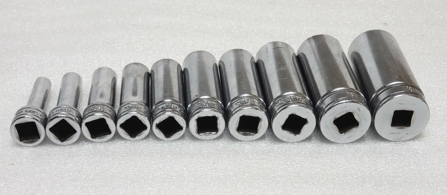 LOT OF 10 Snap On SFS081 (1/4″) TO SFS231 (7/8″) 3/8″ drive 6 point deep socket