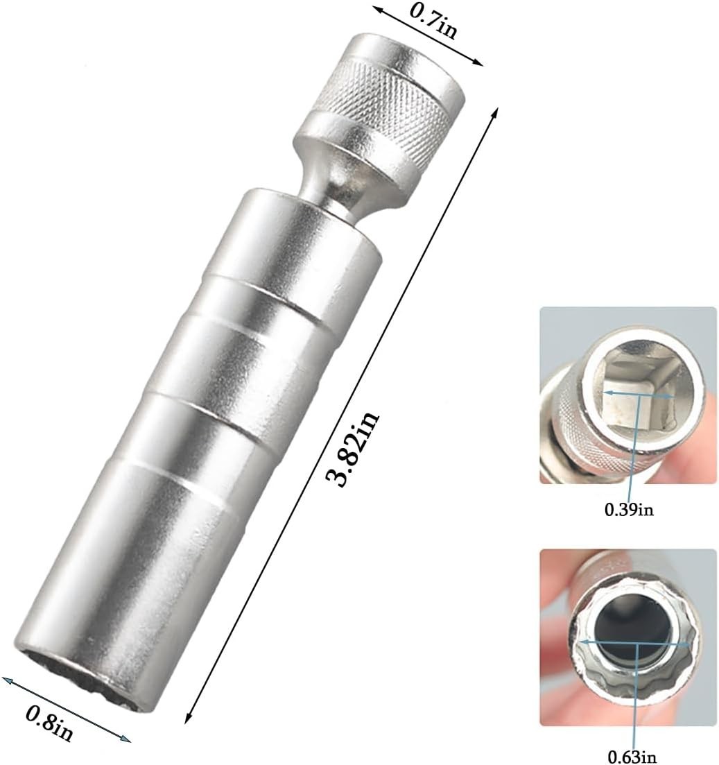 5/8-Inch（16mm） Thin Wall Spark Plug Socket,12 Points 3/8″ Drive Spark Plug So…