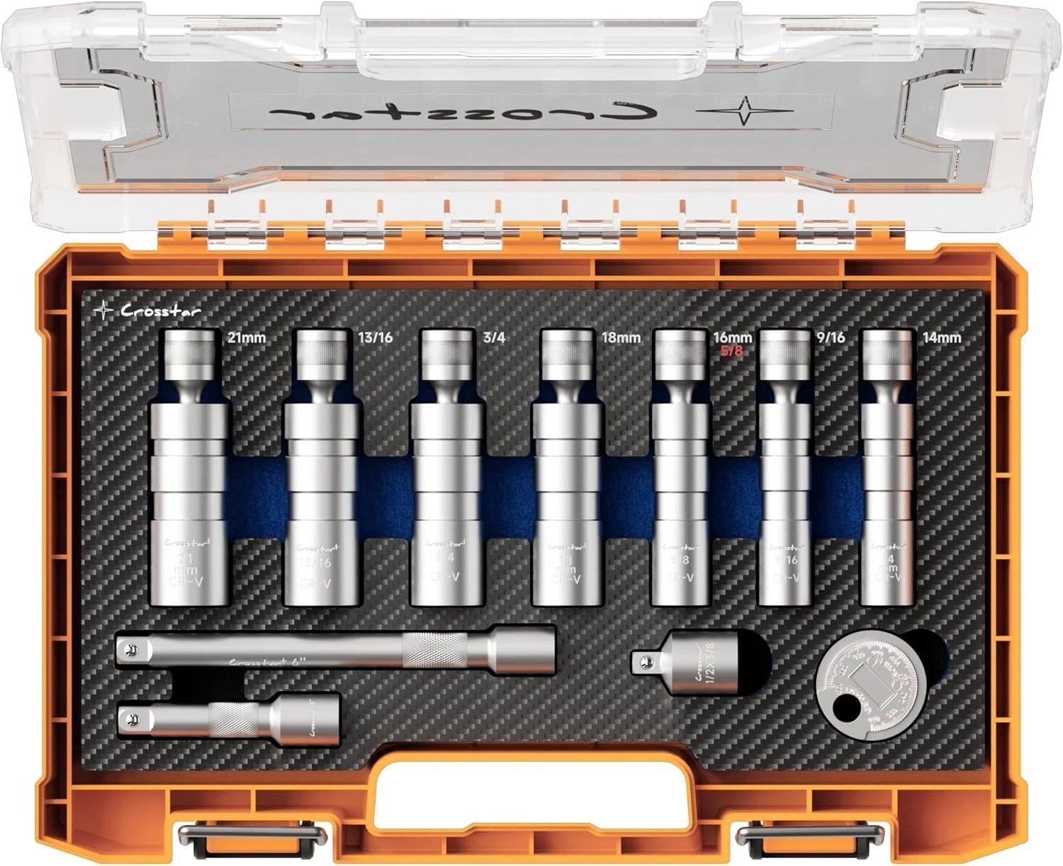 11PCS 3/8″ Drive Magnetic Swivel Spark Plug Socket Set, CR-V Steel with 18mm/…
