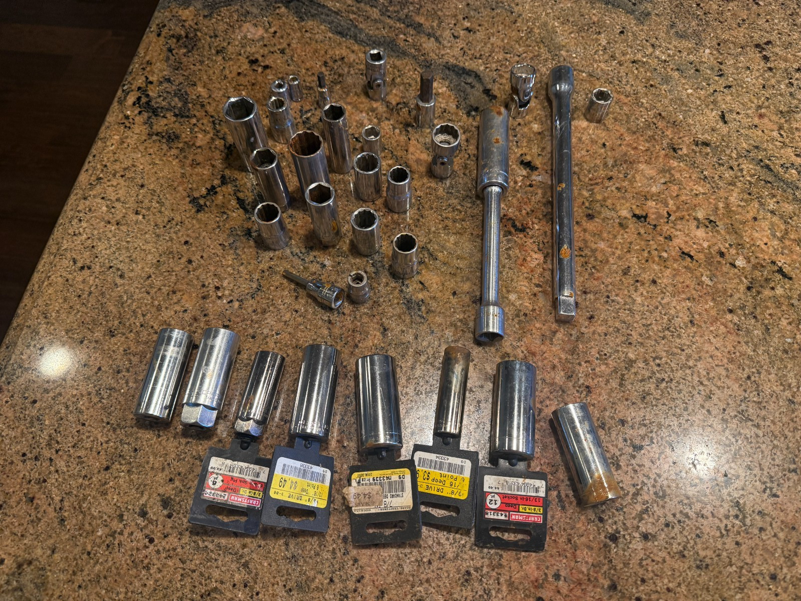 Lot Of 30 Craftsman SAE Sockets Various Sizes And Extensions