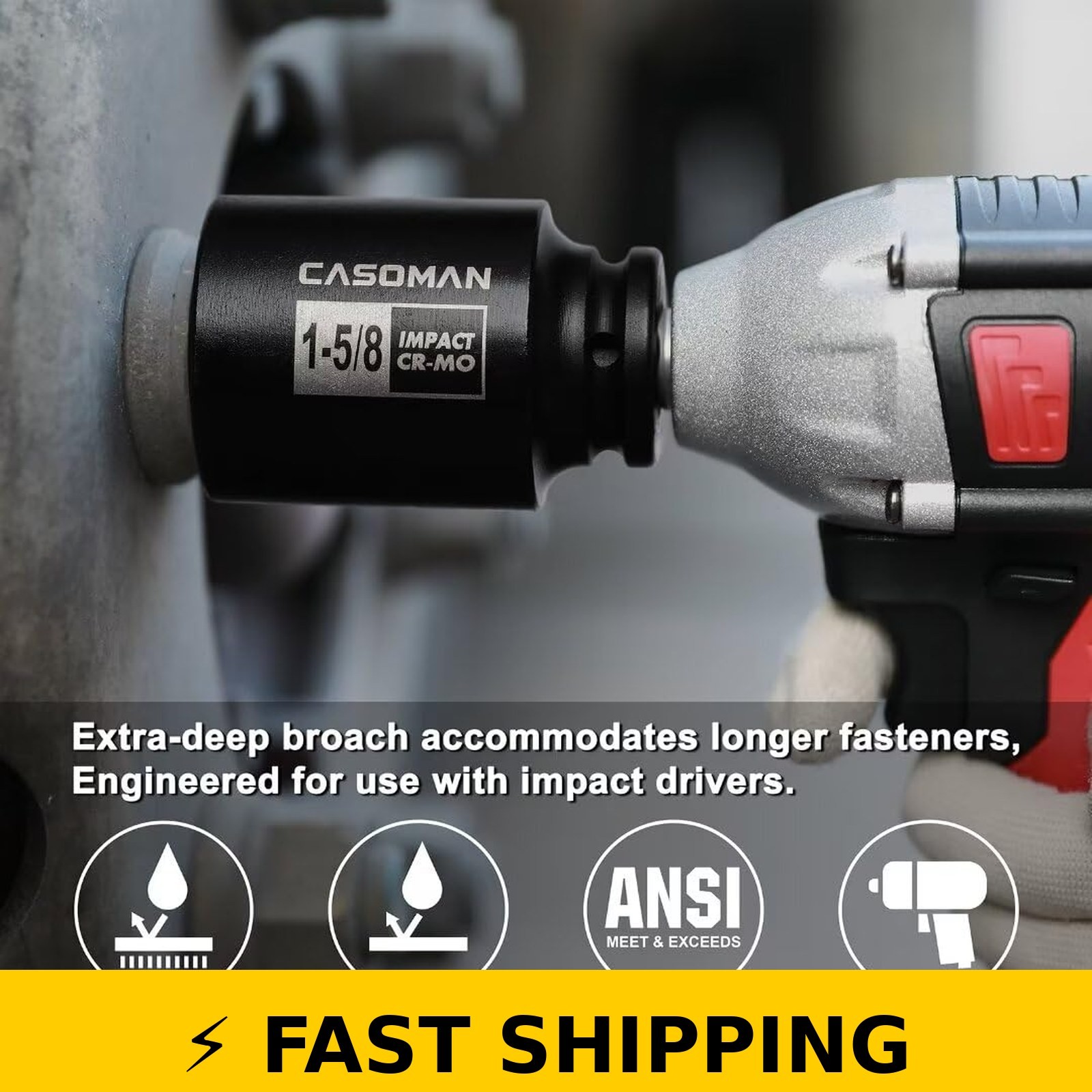 CASOMAN 11PCS 1/2-Inch Drive Impact Socket Set, SAE