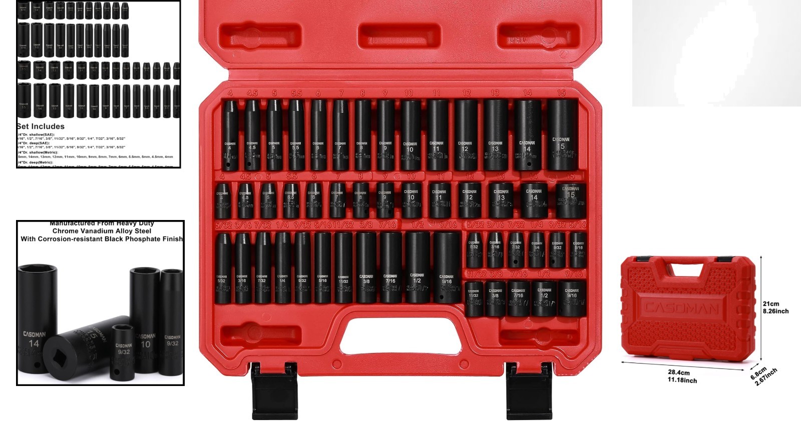 Comprehensive 1/4″ Drive Socket Set – 50 Pieces with Corrosion-Resistant Finish