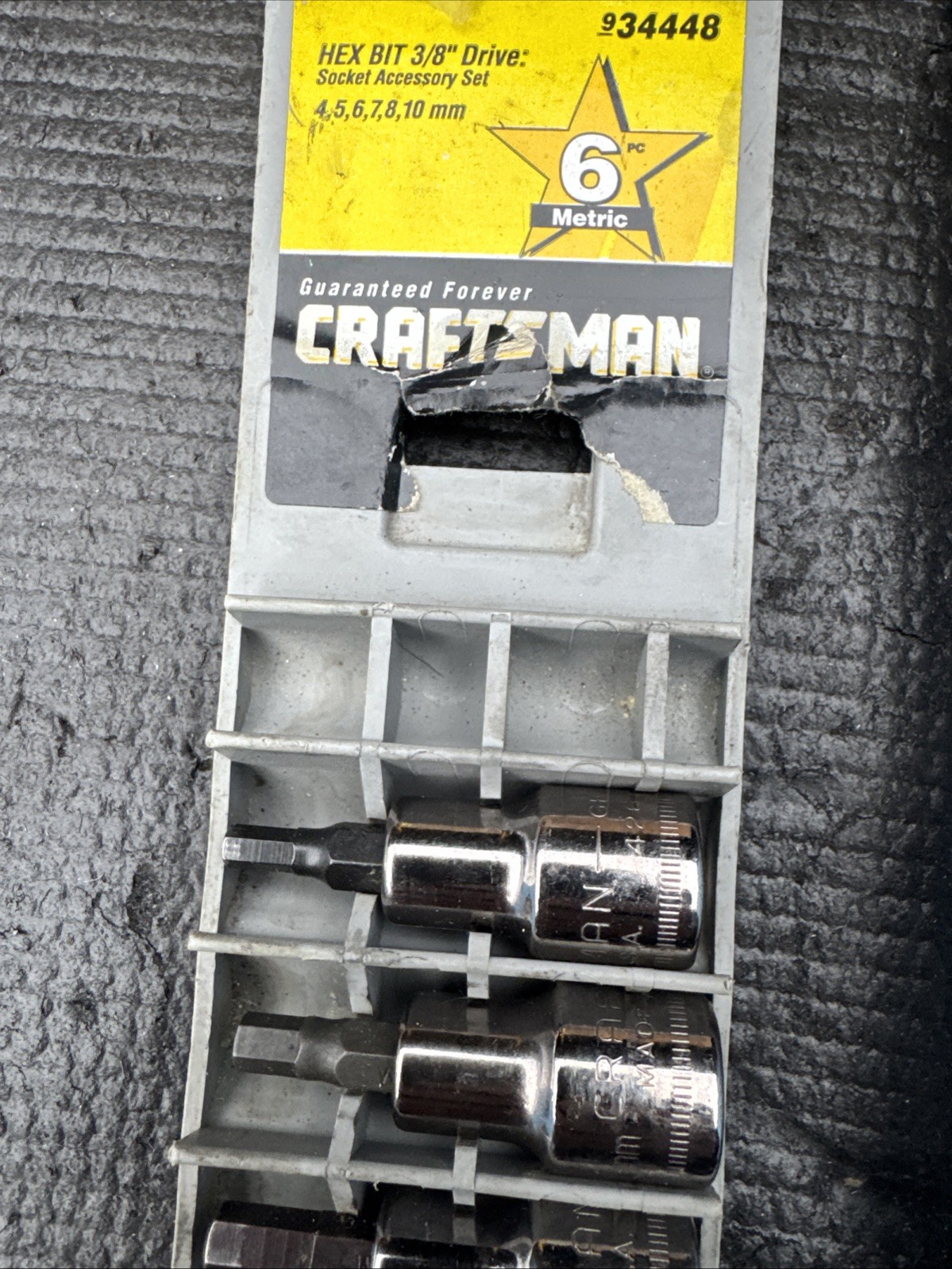 Sears Craftsman USA 6pc Socket Set 3/8 Drive Metric 34448 Hex Bit 2 Used 4 New