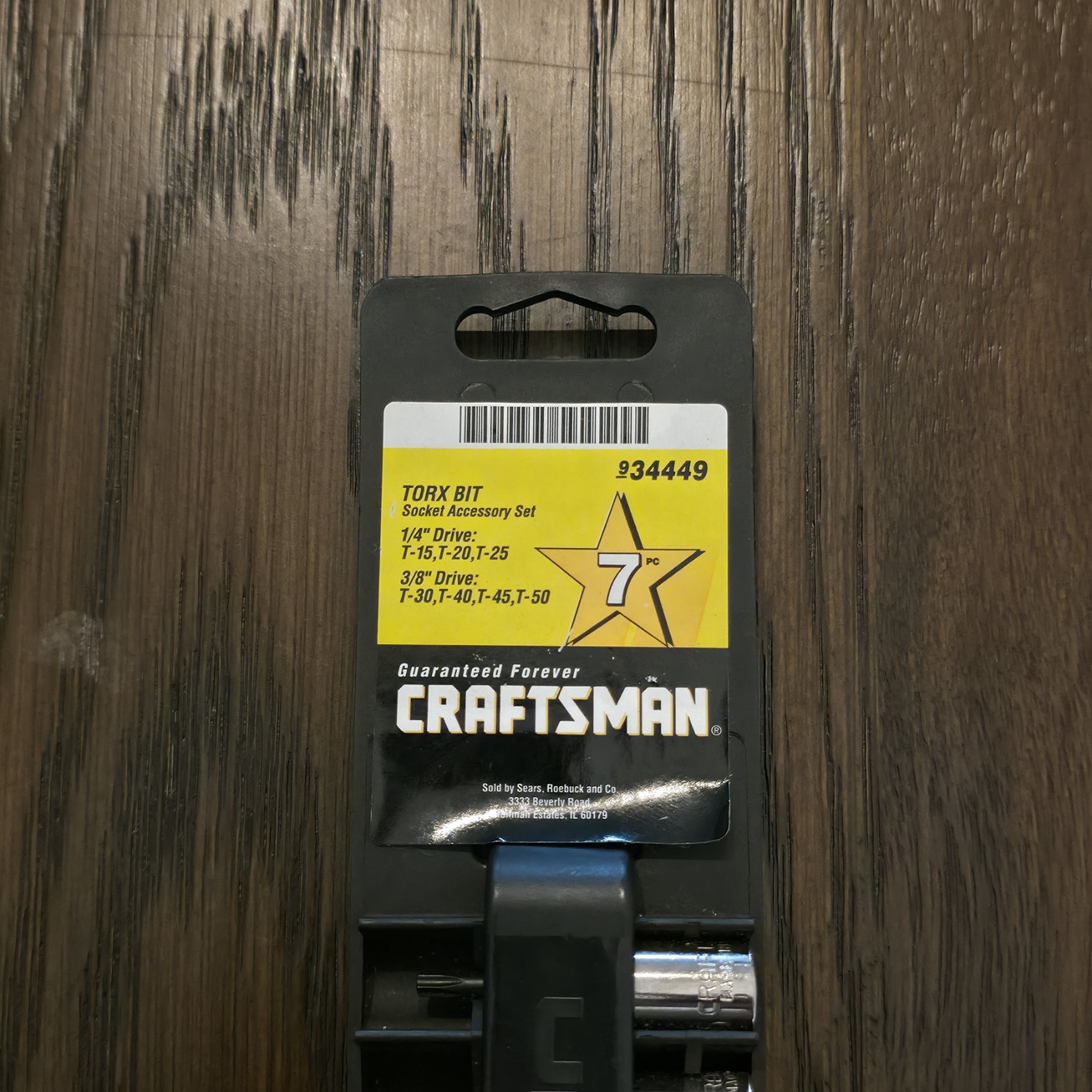 Craftsman 934449 Torx Bit Socket Set 7pc 1/4″ -3/8″ Drive T15-T50 GK Made USA