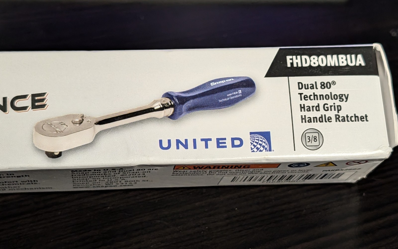 Snap-on Tools BLUE 3/8″ Hard Grip Handle Ratchet FHD80MBUA United Tech Ops NEW