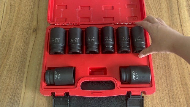 3/4″ Drive Deep Impact Socket Set, 6-Point SAE (1″ to 1-1/2″), 8 Pcs Cr-Mo Heavy