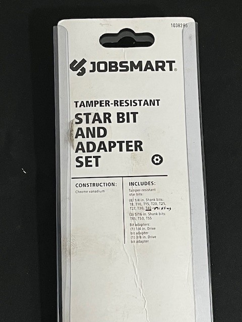 Jobsmart Tamper-Resistant Star Bit and Adapter Set 1/4 Drive