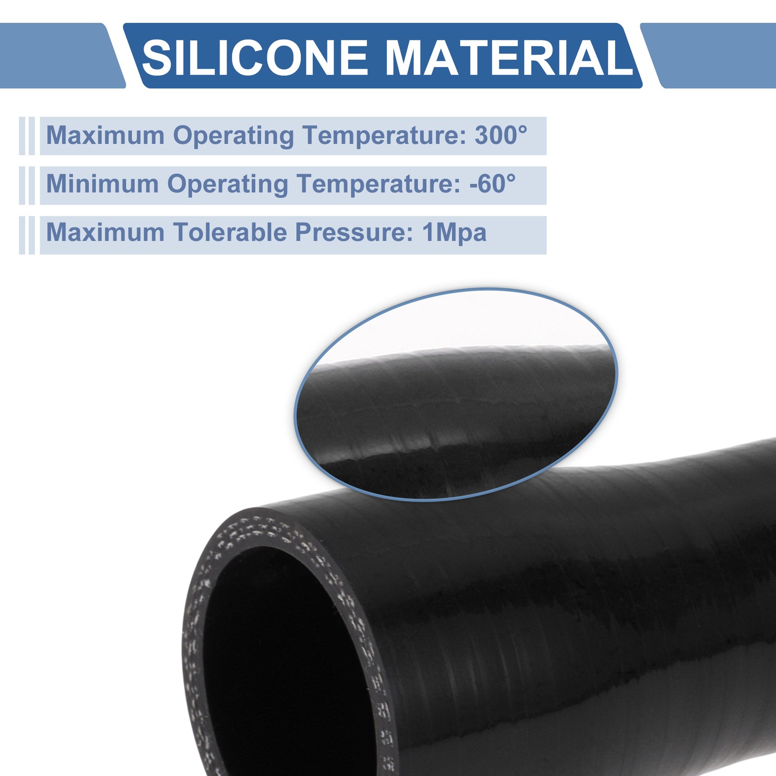 For silicone coupler straight tube 25-35mm 3 layers fabric 76mm black